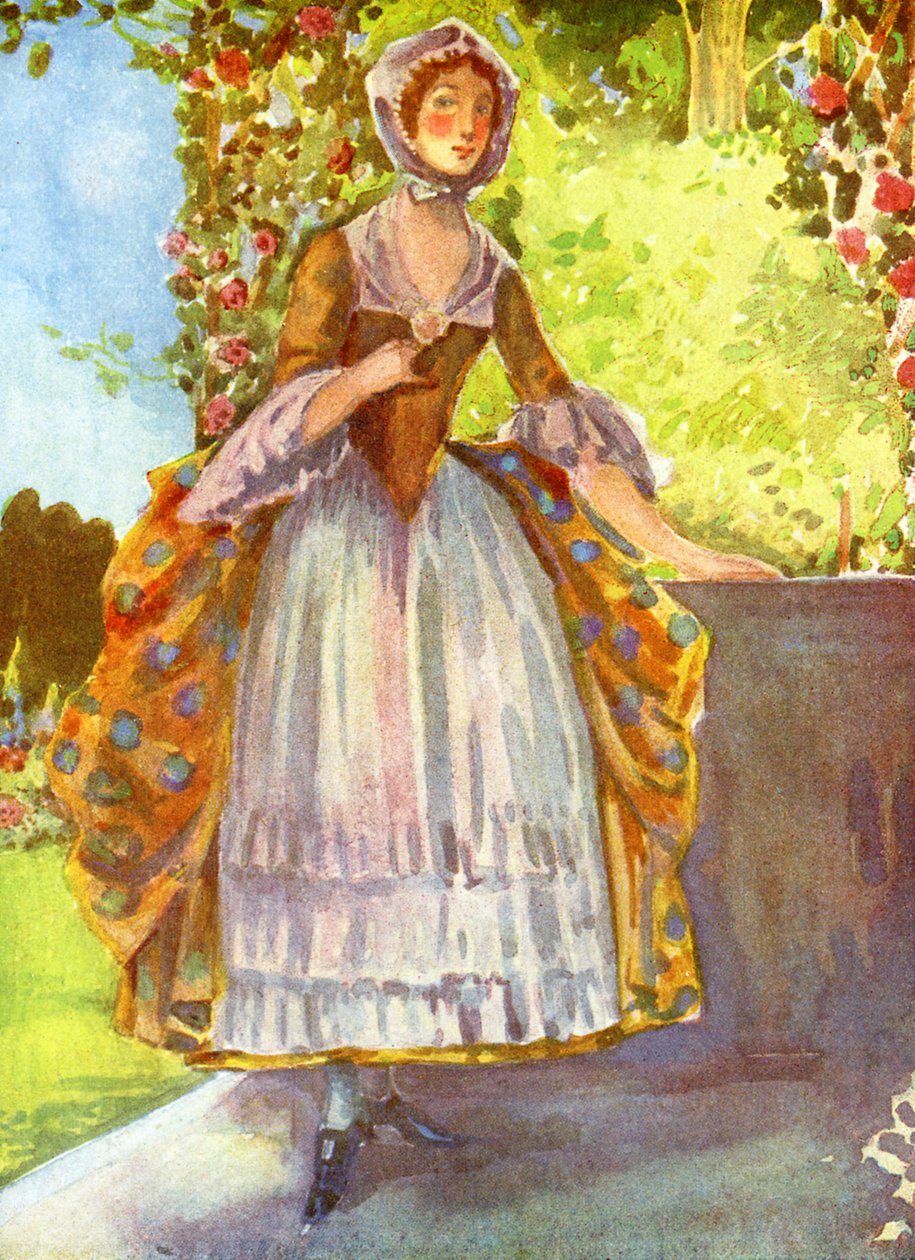 Woman s costume in reign of George II (1727-1760) by Dion Clayton Calthrop