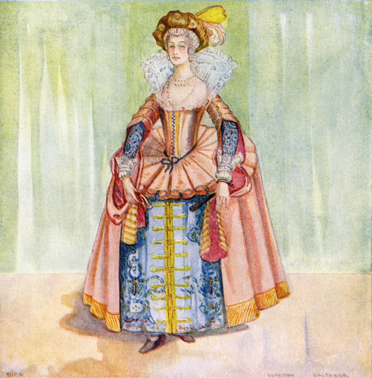 Charles I (1625-1649) saltanatında kadın kostümü by Dion Clayton Calthrop