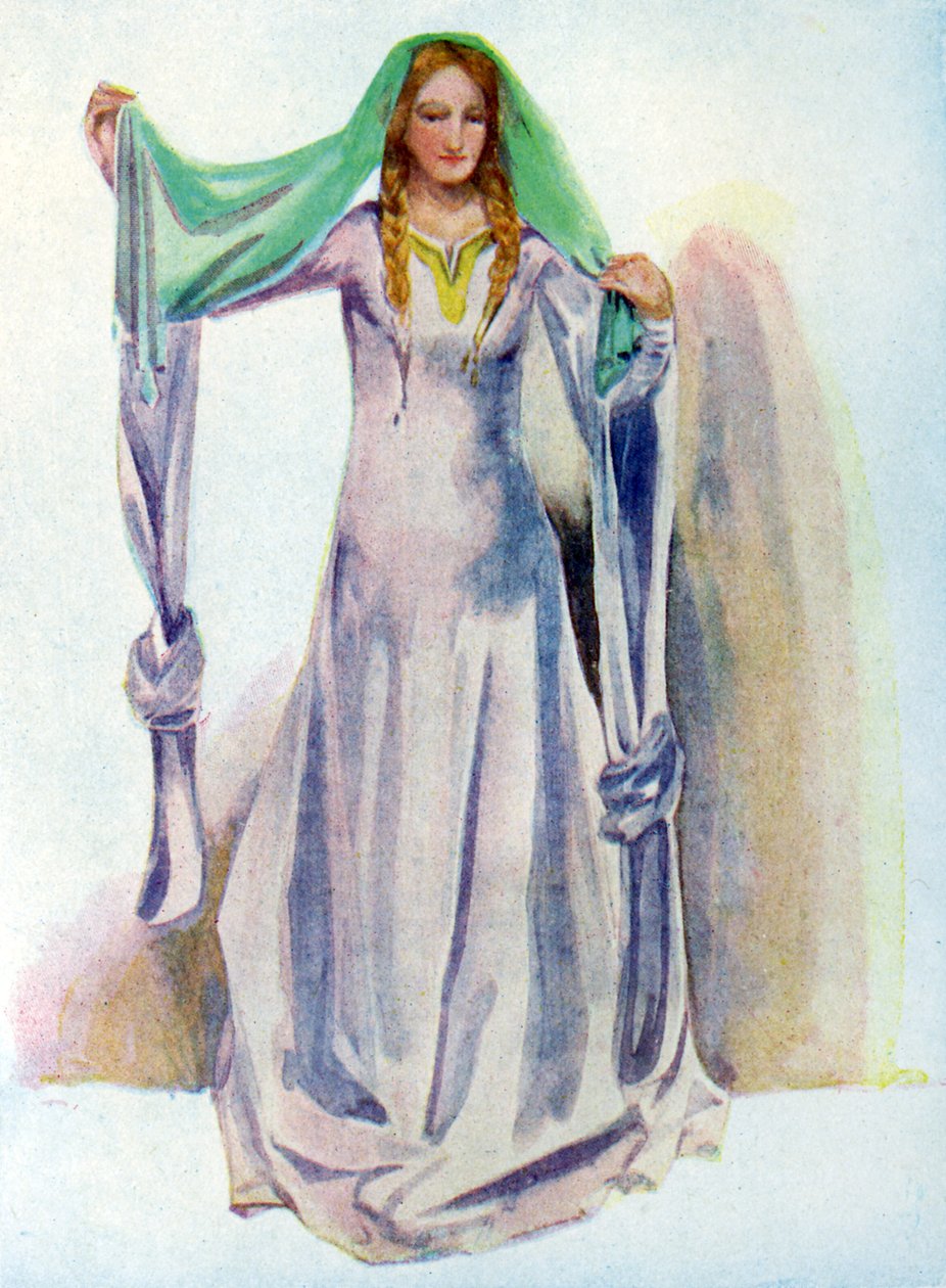 Woman s costume in reign of Stephen (1135 -1154) by Dion Clayton Calthrop