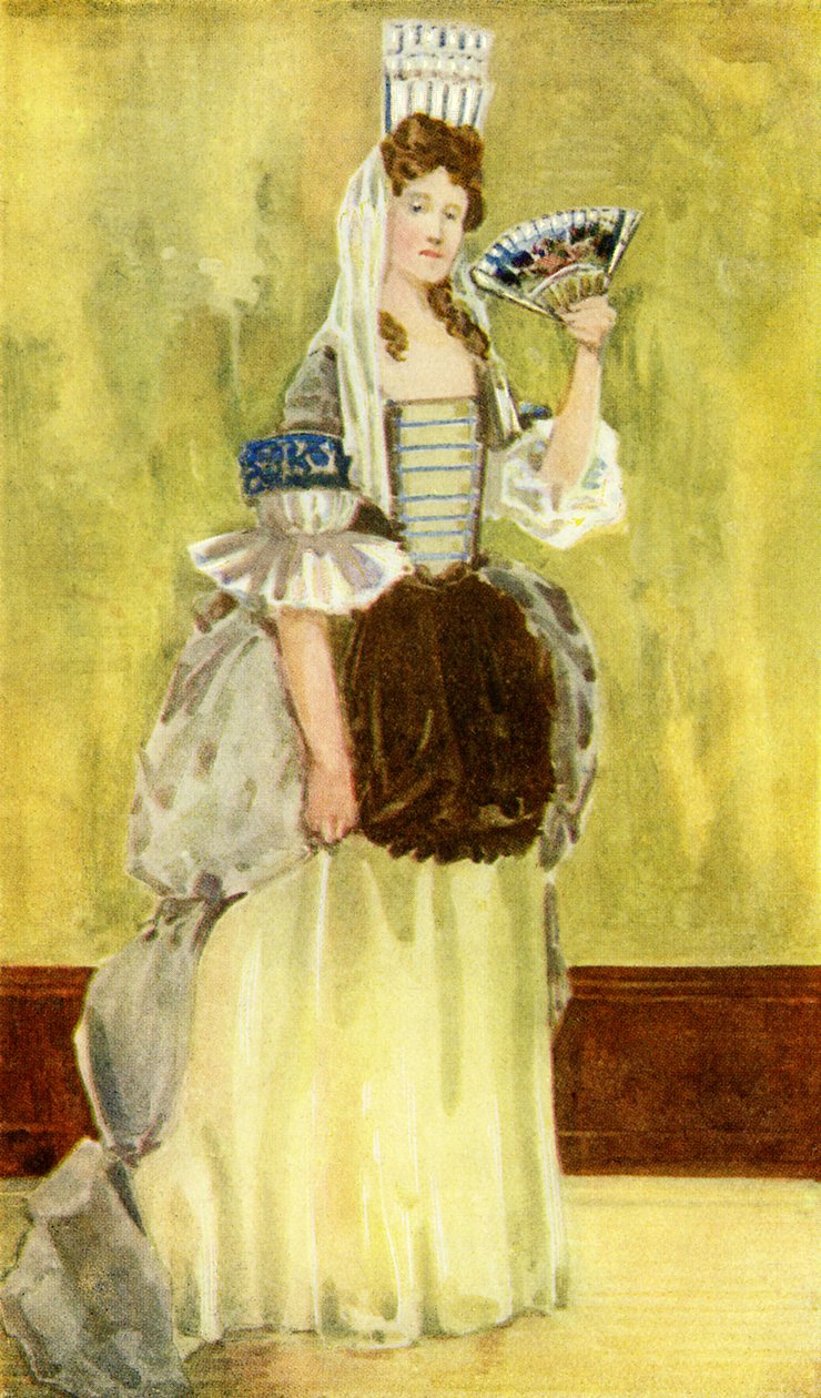 Woman s costume in reign of William and Mary (1689-1702) by Dion Clayton Calthrop
