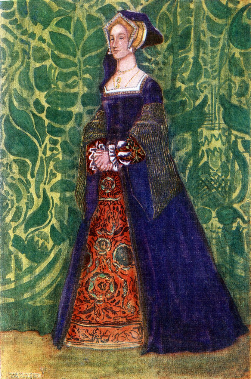 Woman s costume in reign of Henry VIII (1509-1547) by Dion Clayton Calthrop