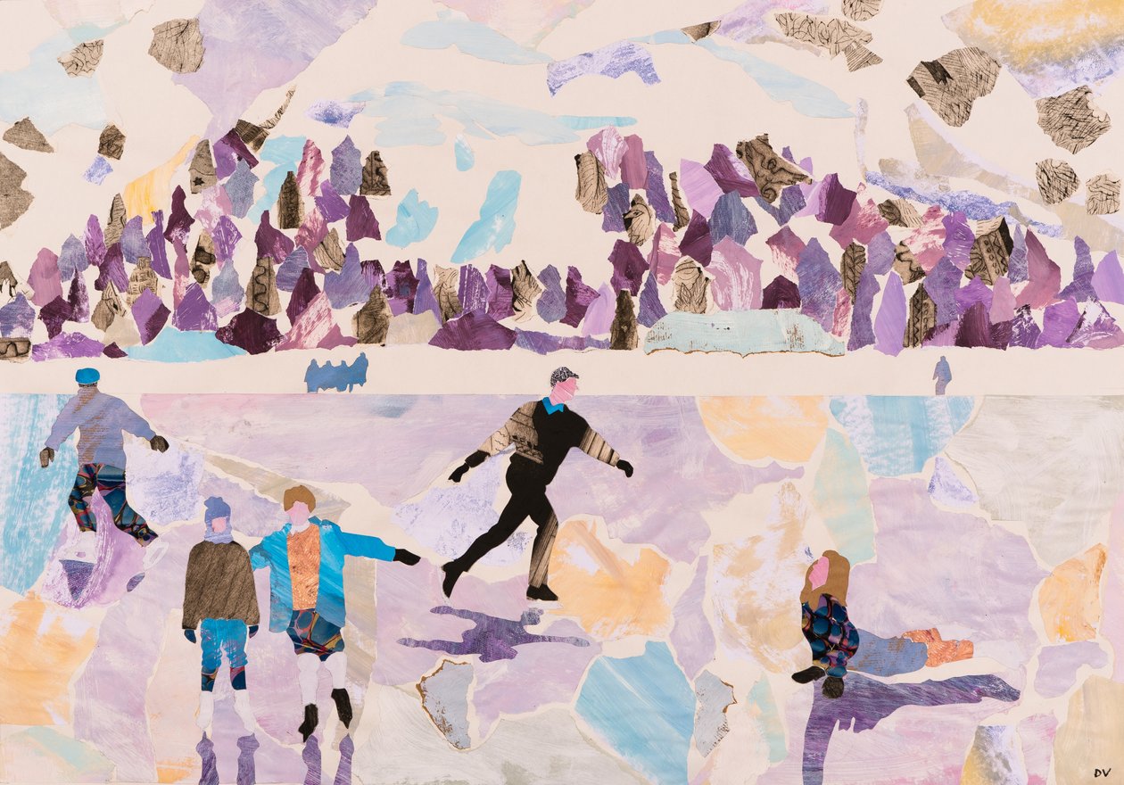 Skating en plein air, 2015 (kolaj) by Dione Verulam