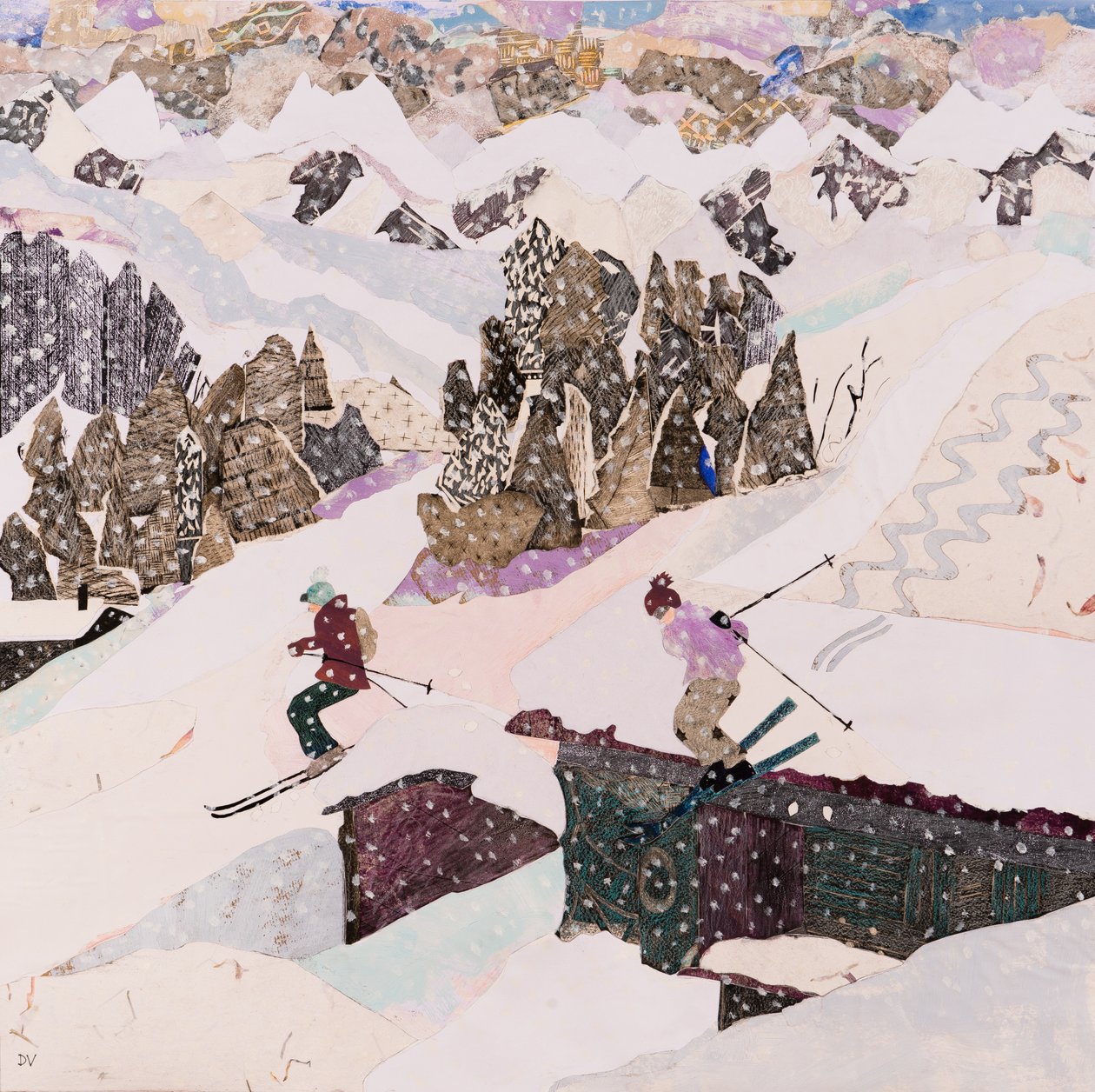Öğle Yemeğine Kayak, 2015 (kolaj) by Dione Verulam