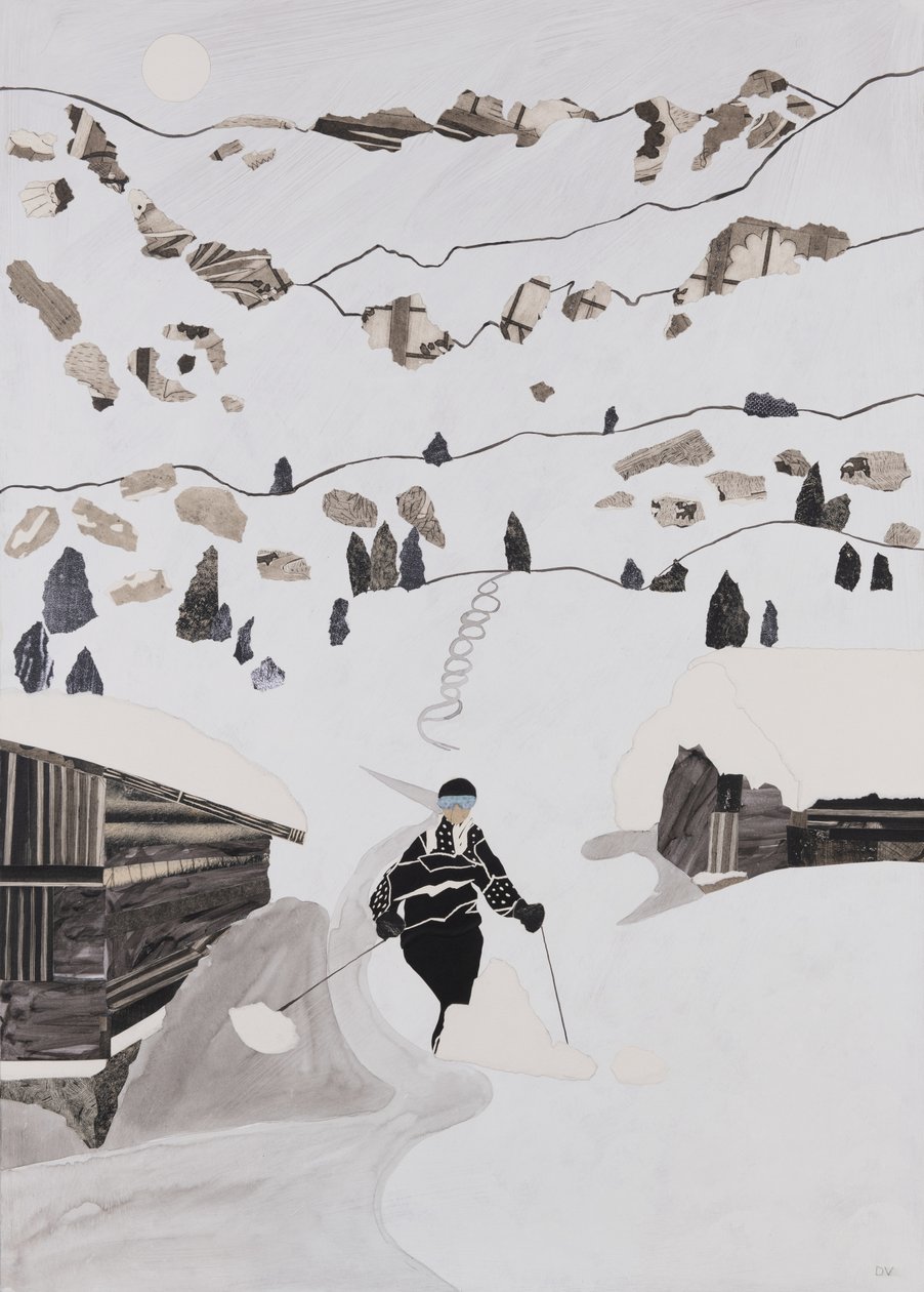 Öğle yemeği için kayak (kolaj) by Dione Verulam