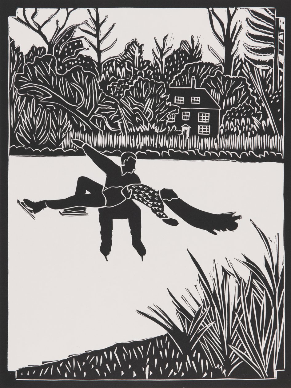 Vahşi paten (linocut) (kolaj) by Dione Verulam