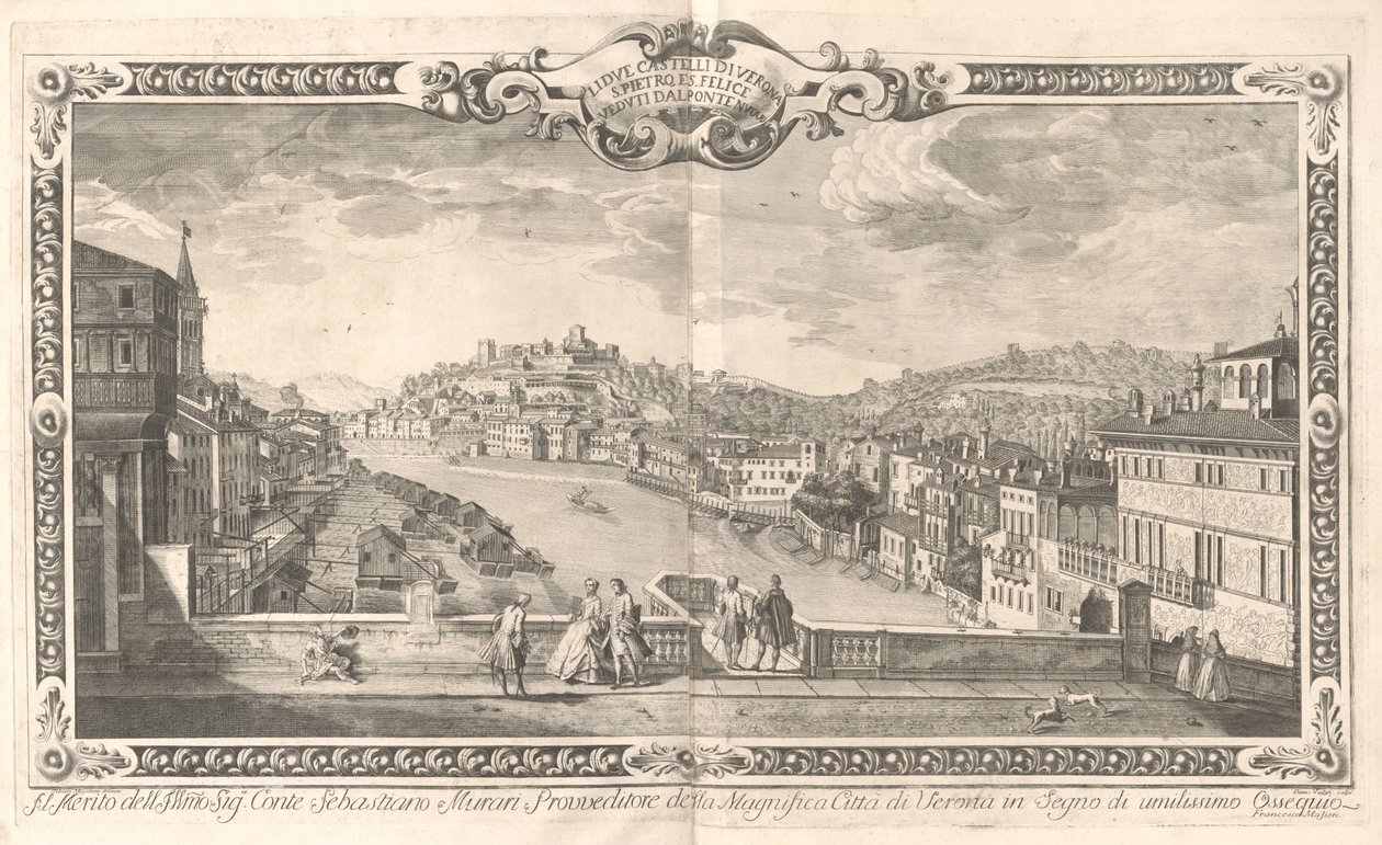Verona manzaraları by Dionigi Valesio and Giovanni Antonio Urbani, after Tiberio Majeroni