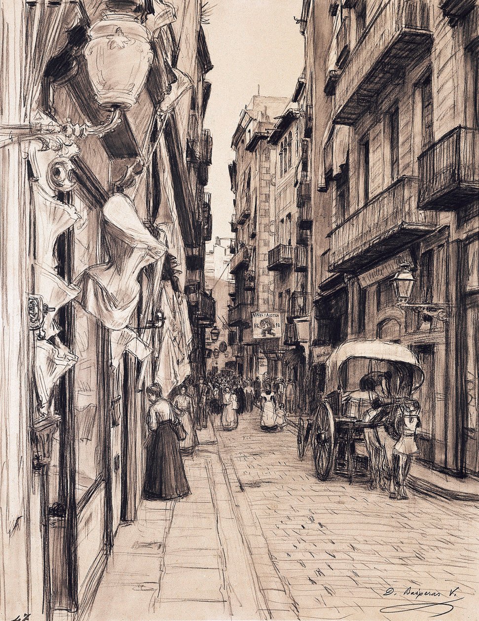 Boira Caddesi Llana Meydanı'na doğru, Barselona by Dionisio Baixeras Verdaguer