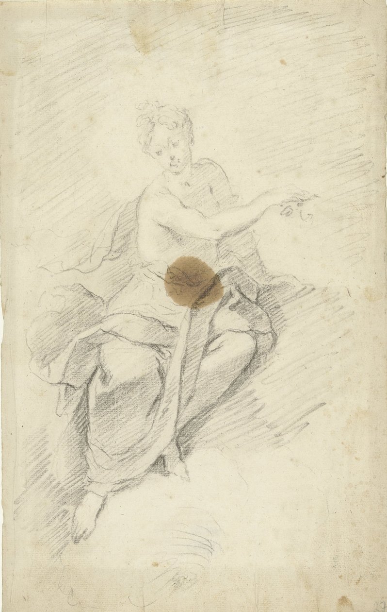 Bulutlarda oturan bir peri veya tanrıça çalışması by Dionys van Nijmegen (possibly)