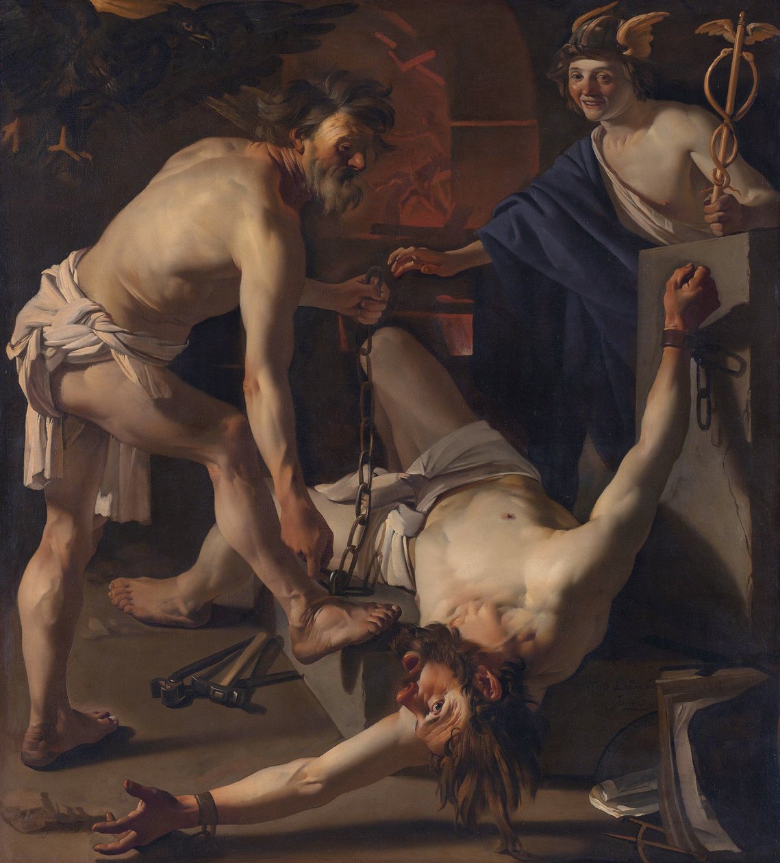 Vulcan tarafından zincirlenen Prometheus by Dirck van Baburen