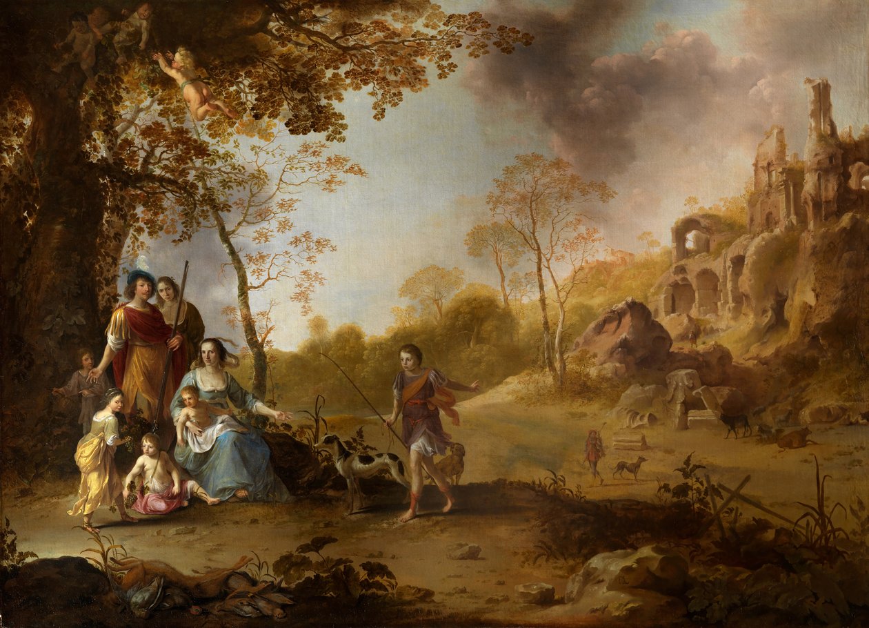 Manzarada Alegorik Bir Aile Portresi by Dirck van der Lisse