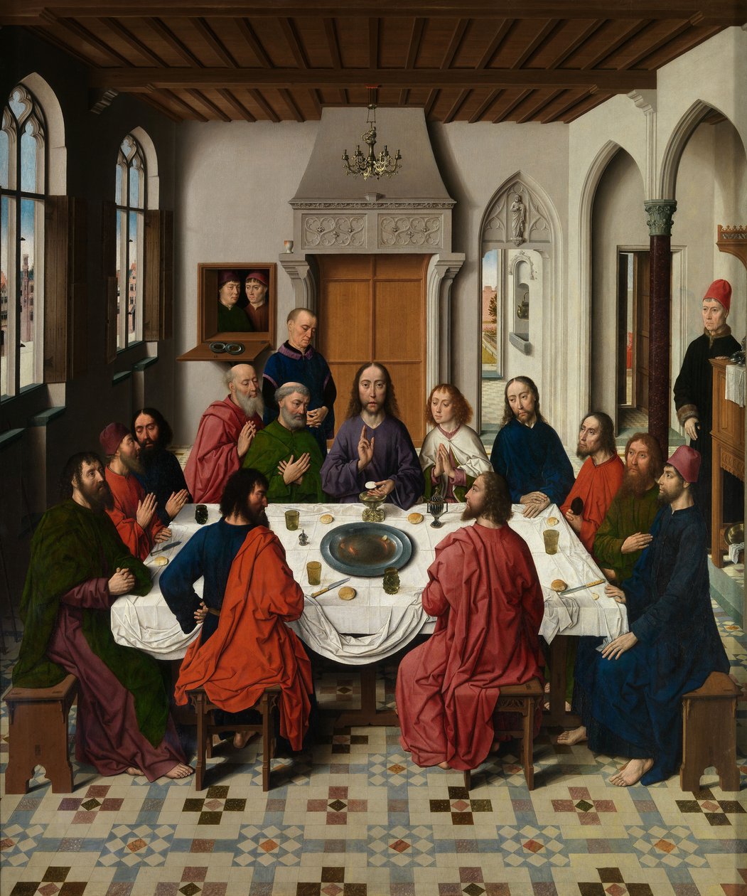 Kutsal Ayinin Altarpiece'inden Son Akşam Yemeği Üç Parçasının Detayı, c.1464-68 (panel üzerine yağlı boya) by Dirck Bouts