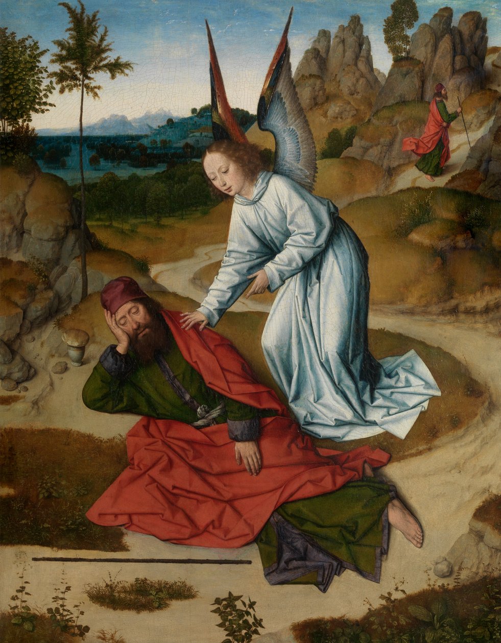 Çölde İlyas, Kutsal Ayinin Altarpiece'inden detay, 1464-68 dolayları (panel üzerine yağlıboya) by Dirck Bouts