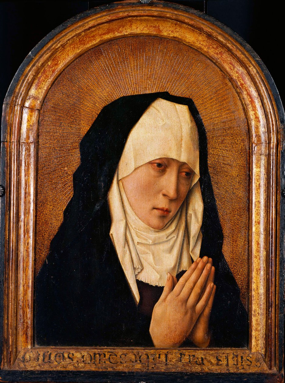 ""Mater Dolorosa"" Peinture de Dirk Bouts (1410/20-1475) - Ahşap üzerine yağlıboya Dim 45x31 cm Ulusal Batı Sanatı Müzesi, Tokyo by Dirck Bouts