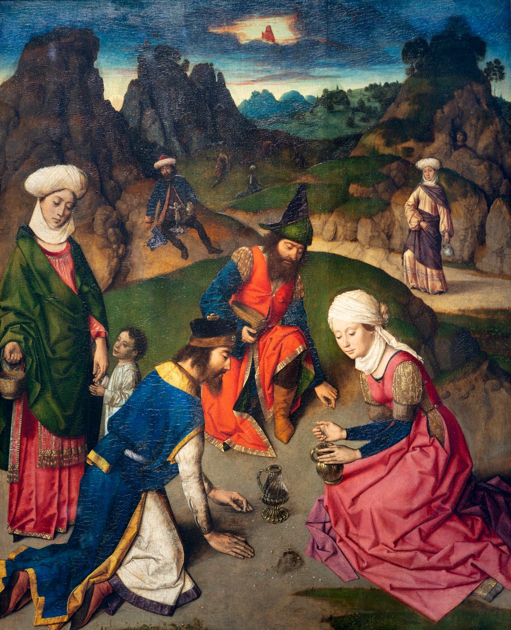 Bölge kilisesi (Parochiekerk Sint-Pieter). Tablo. Geçen akşam yemeği. Dirk Maçları. 1464-1468. Detay. Sağ panel. by Dirck Bouts