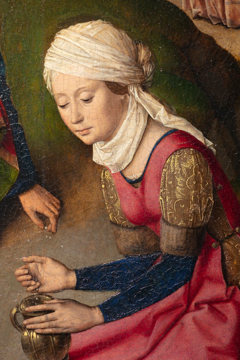 Bölge kilisesi (Parochiekerk Sint-Pieter). Tablo. Geçen akşam yemeği. Dirk Maçları. 1464-1468. Detay. Sağ panel. by Dirck Bouts
