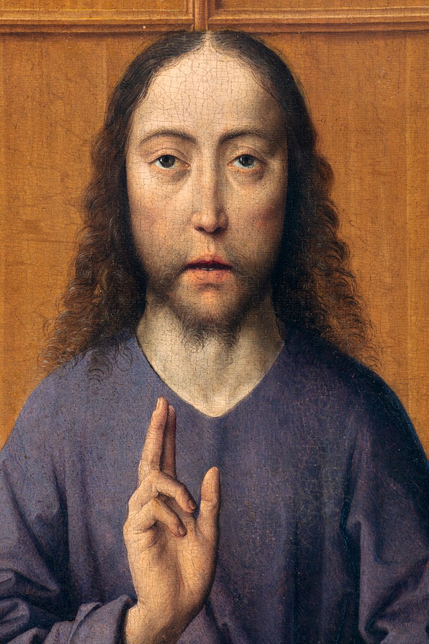 Bölge kilisesi (Aziz Peter Bölge Kilisesi). tablo. Geçen akşam yemeği. Dirk Maçları. 1464-1468. Detay. merkezi panel. by Dirck Bouts