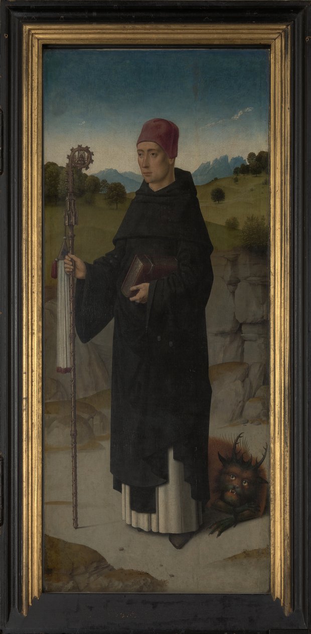 St. Bernard, Aziz Erasmus Triptych'inden sol panel, c.1460 (panel üzerine yağlıboya) by Dirck Bouts