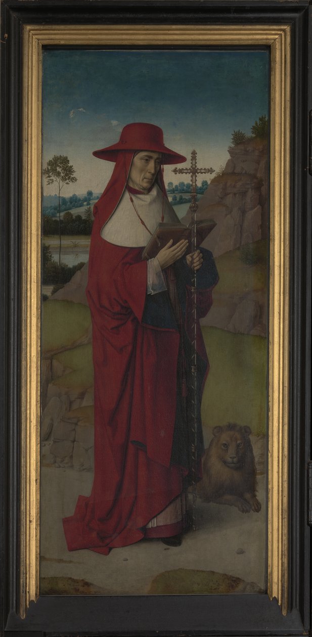 Aziz Jerome, Aziz Erasmus Triptych'inden sağ panel, c.1460 (panel üzerine yağlı boya) by Dirck Bouts