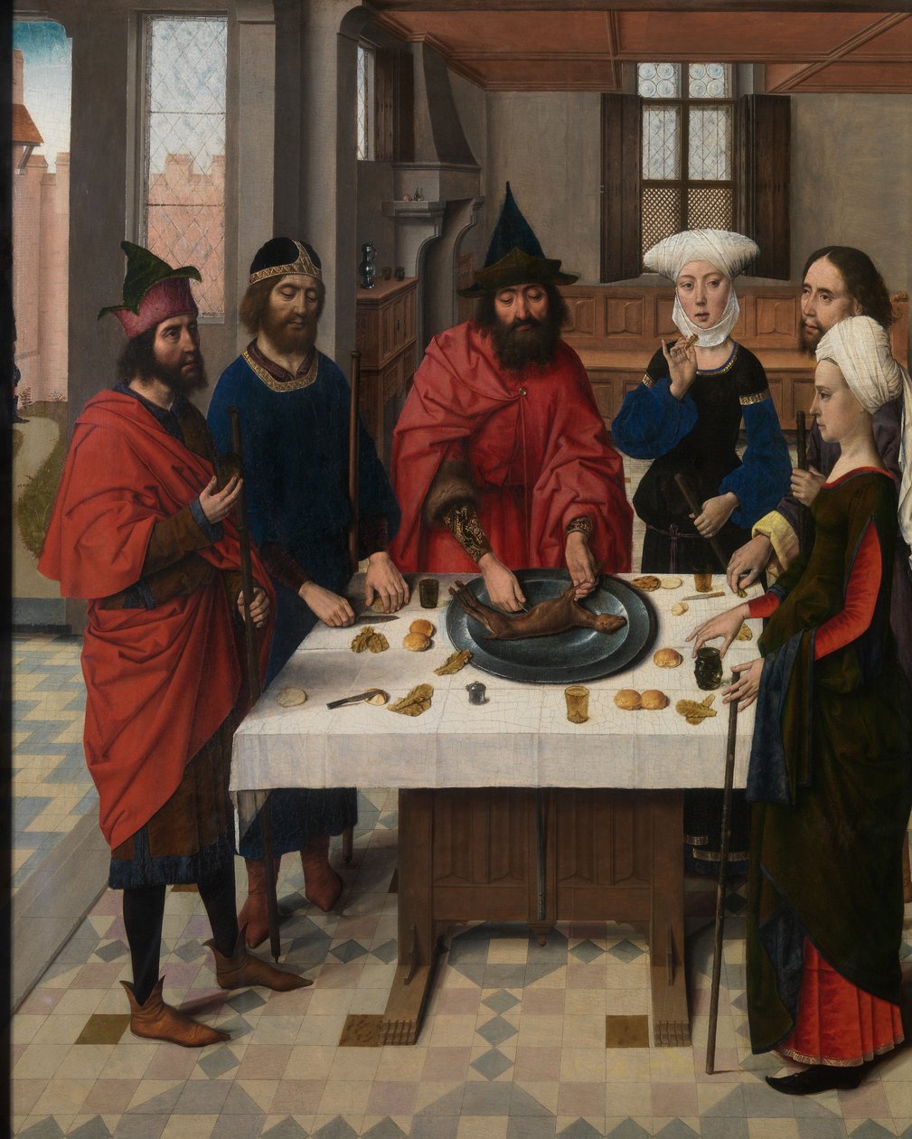 Fısıh Bayramı, Kutsal Ayin Sunağı'ndan detay, 1464-68 dolayları (panel üzerine yağlı boya) by Dirck Bouts