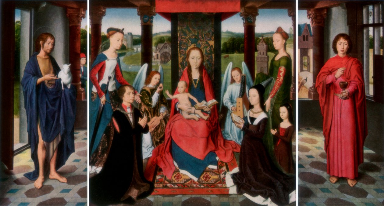 Azizler ve Bağışçılarla Bakire ve Çocuk Donne Triptik, c1478 1927 by Dirck Bouts