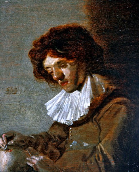 Bir Genç Adam Trepanning Çalışması (panelde yağlı boya) by Dirck Hals