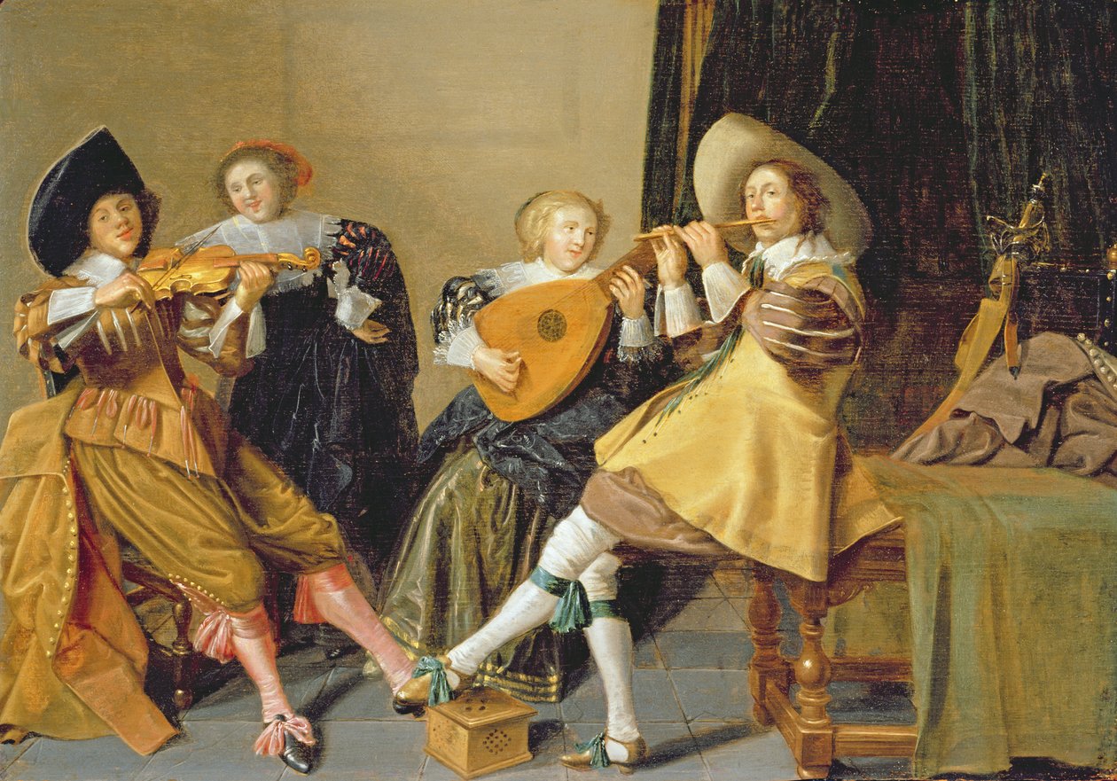 İç Mekanda Müzik Çalan Zarif Bir Şirket by Dirck Hals