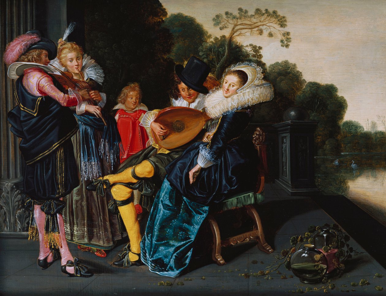 Süs Gölü Kenarında Müzik Yapan Zarif Bir Parti by Dirck Hals