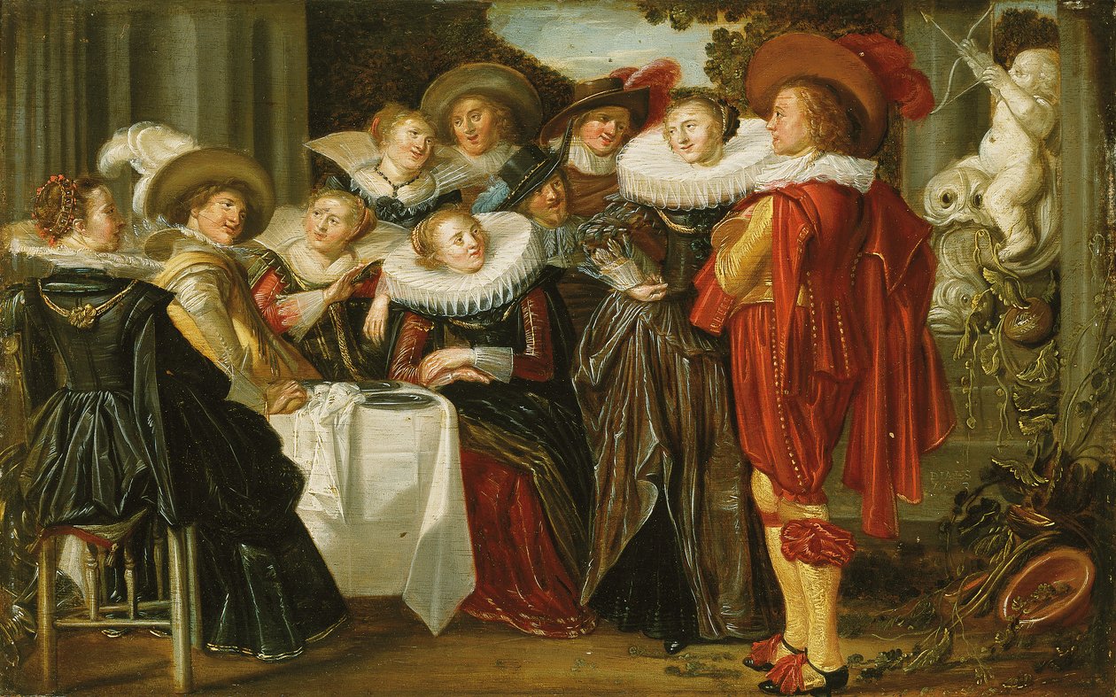 Terasta yemek yiyen zarif bir şirket, 1623 by Dirck Hals