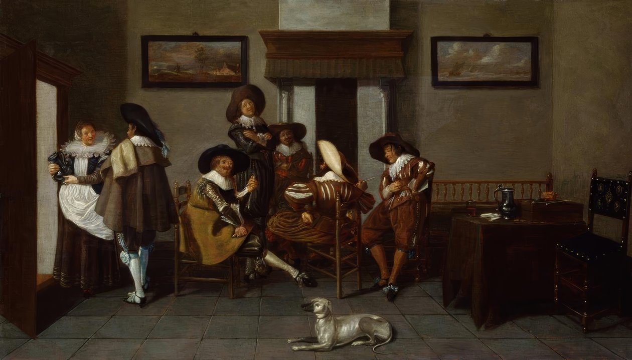 Dirck boyun, zarif kl. Erkekler ve bir hizmetçi by Dirck Hals