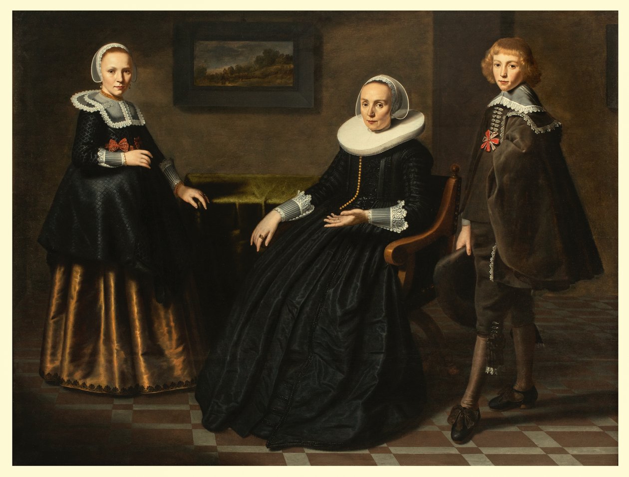 Oğlu ve Kızıyla Bir Anne, 1641-41 dolayları (eğimli meşe panel üzerine yağlıboya) by Dirck Santvoort