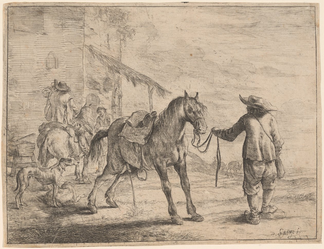 Bir Adamın Tuttuğu İşeme At by Dirck Stoop