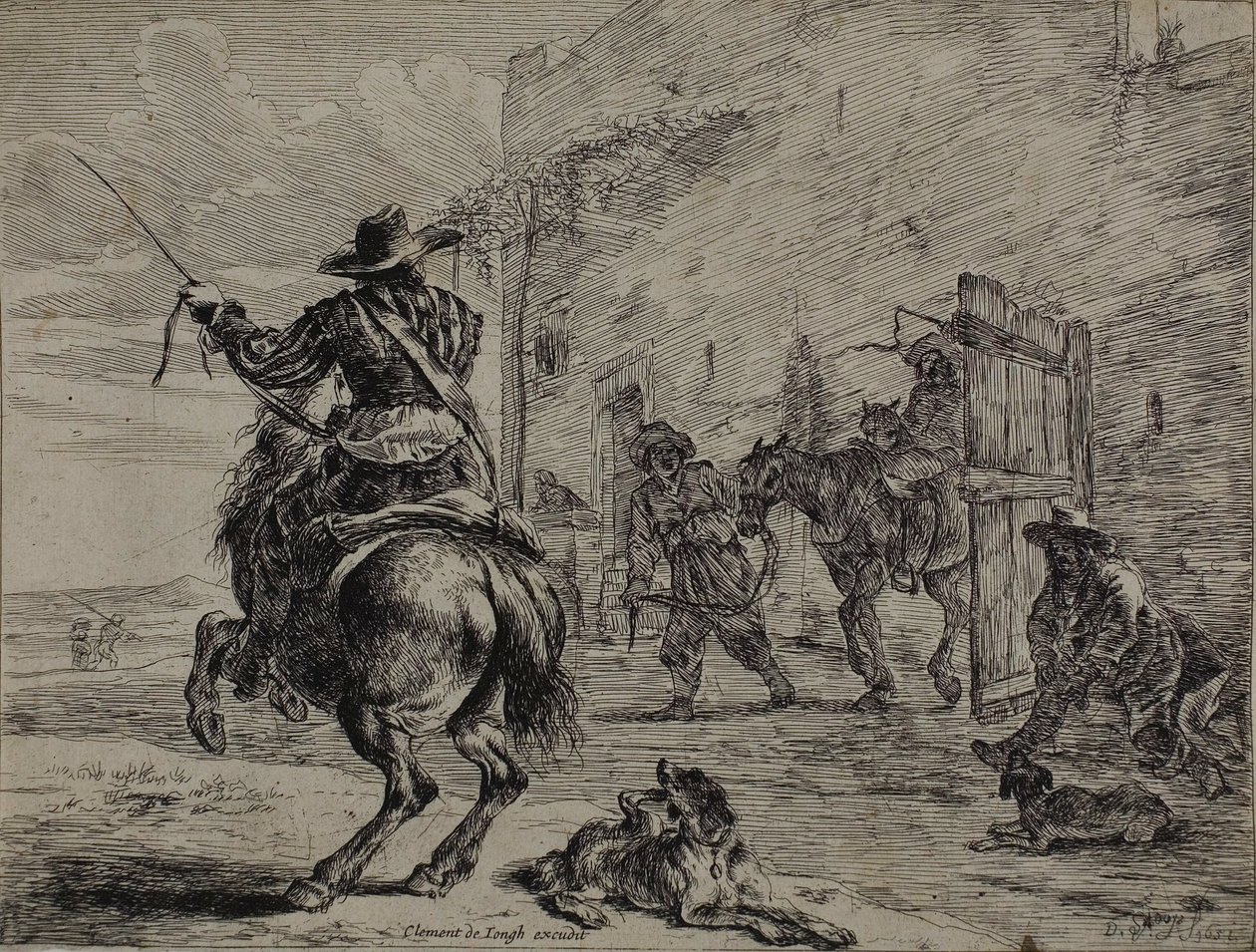 At Yetiştirme, Ahırın Yanında, Atlar Serisinden bir tabak by Dirck Stoop