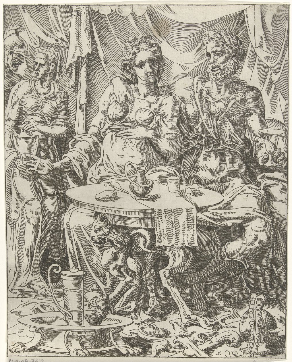 Judith ve Holofernes bir ziyafetin tadını çıkarıyor Judith ve Holofernes (dizi adı) by Dirck Volckertsz. Coornhert (attributed to)