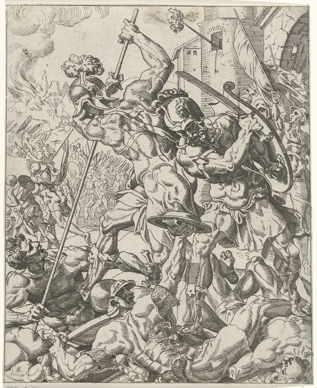 Asur ordusunun uçuşu Judit ve Holofernes (dizi adı) by Dirck Volckertsz. Coornhert (attributed to)