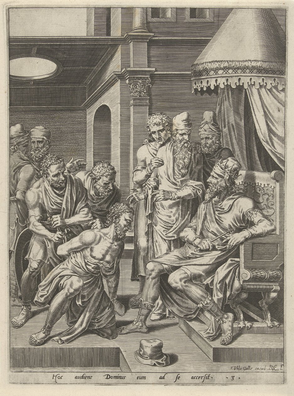 Nankör hizmetçinin azarlanması ve kınanması Şükürsüz Hizmetkar benzetmesi (dizi başlığı) by Dirck Volckertsz. Coornhert