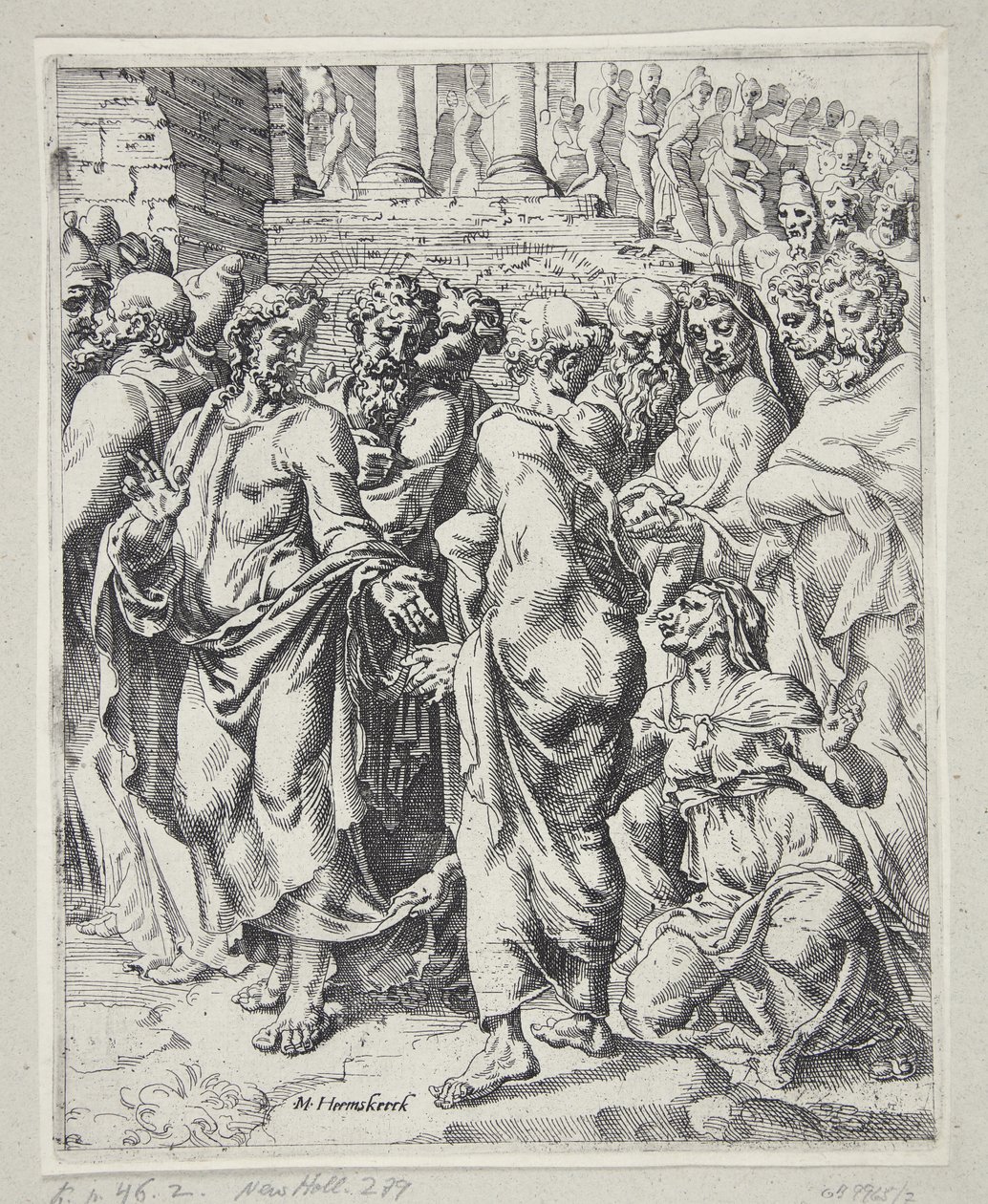 Mesih ve kan sorunundan kurtulan kadın by Dirck Volckertsz. Coornhert
