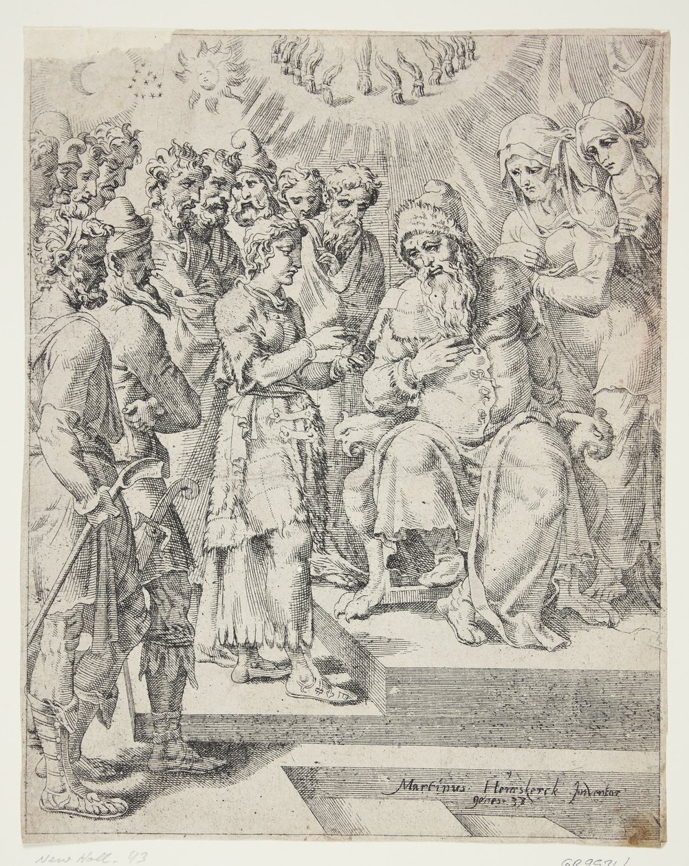 Yusuf rüyasını babasına anlatıyor by Dirck Volckertsz. Coornhert