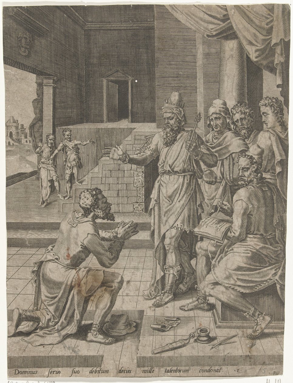 Hizmetçinin borcunun kral tarafından affı Şükürsüz Hizmetkarın benzetmesi (dizi başlığı) by Dirck Volckertsz. Coornhert