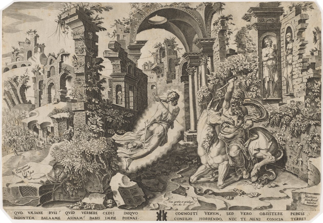 Balam ve Melek by Dirck Volckertz Coornhert, after Maerten van Heemskerck