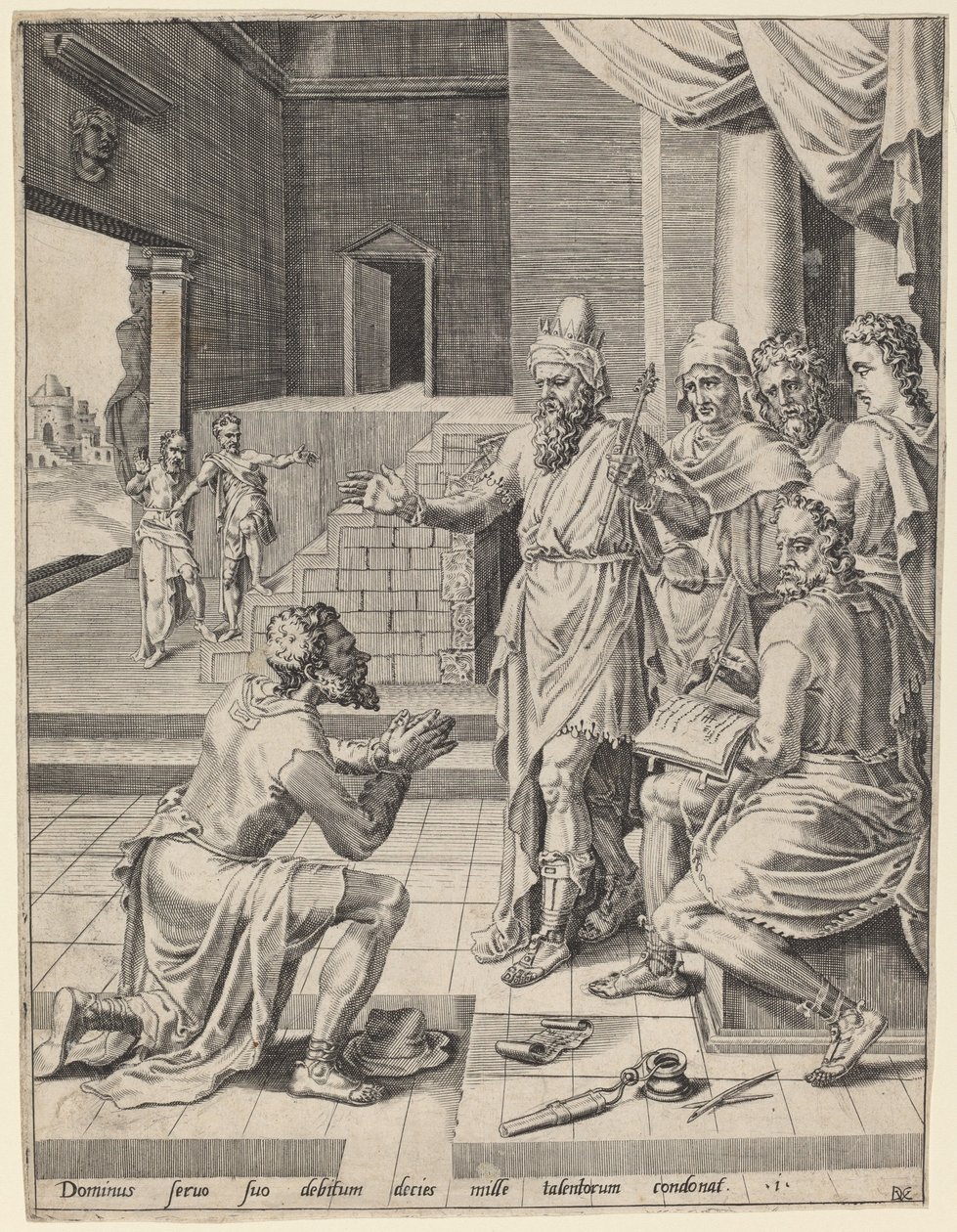 Kral Hizmetkarını Borcunu Bağışlıyor by Dirck Volckertz Coornhert after Maerten van Heemskerck