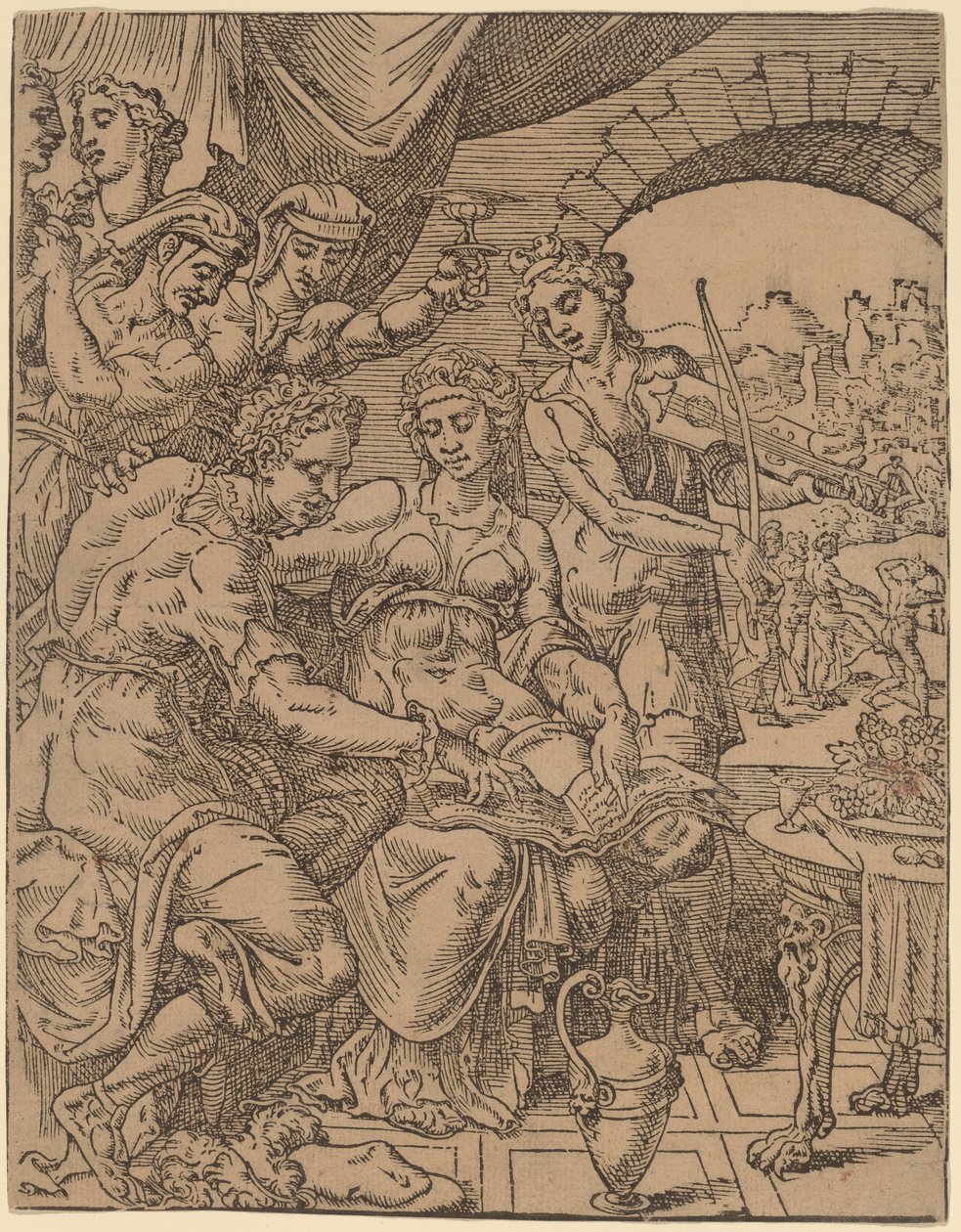 Müsrif Oğul, Mirasını Fahişeler Üzerinde Boşa Harcayan by Dirck Volckertz Coornhert after Maerten van Heemskerck
