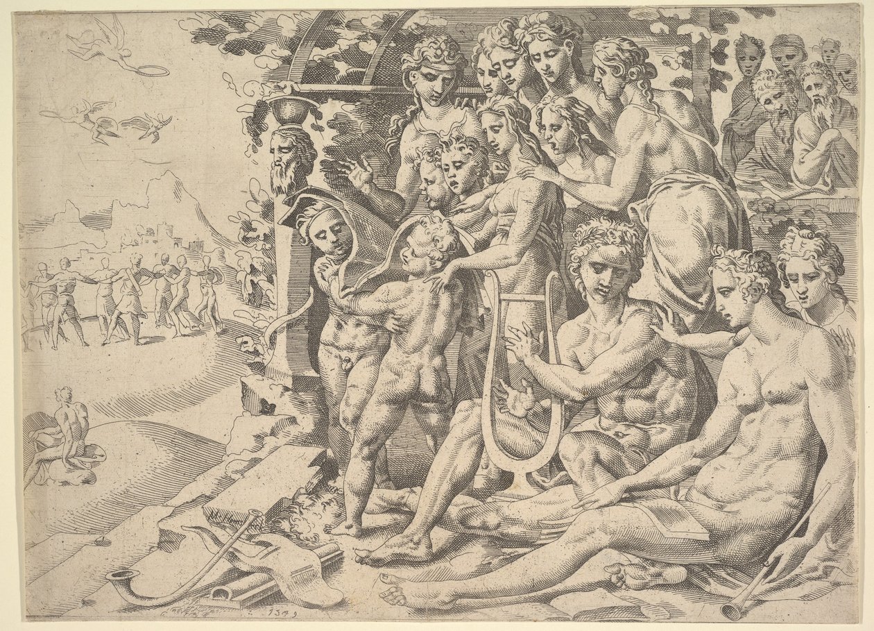 Apollo ve İlham Perileri, 1549. by Dirck Volkertsen Coornhert