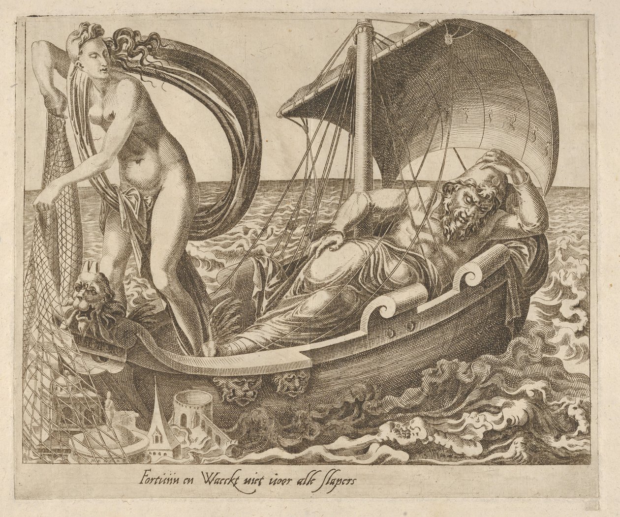Fortune, Fortune Hakkında Altı Sözden Tüm Uyuyanları Gözetmez, yakl. 1560. by Dirck Volkertsen Coornhert
