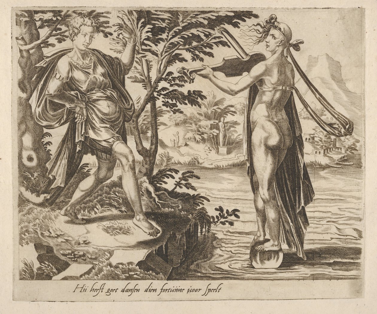 Fortune'un Oynadığı Kişi, Fortune Hakkında Altı Sözden Neşeyle Dans Edecek, yaklaşık. 1560. by Dirck Volkertsen Coornhert