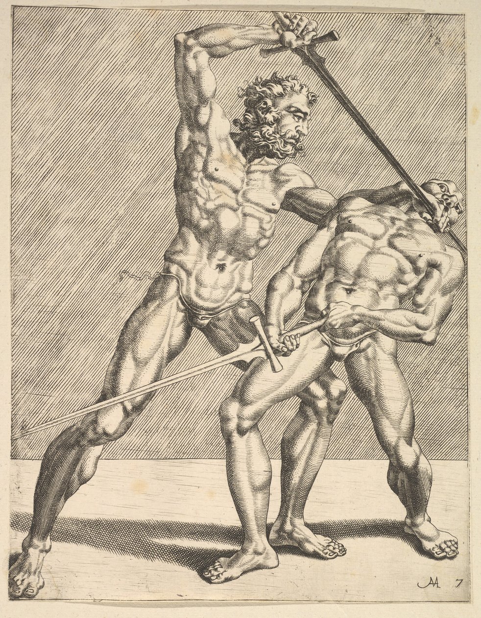 Eskrimcilerden İki Eskrimci, levha 7, 1552 by Dirck Volkertsen Coornhert