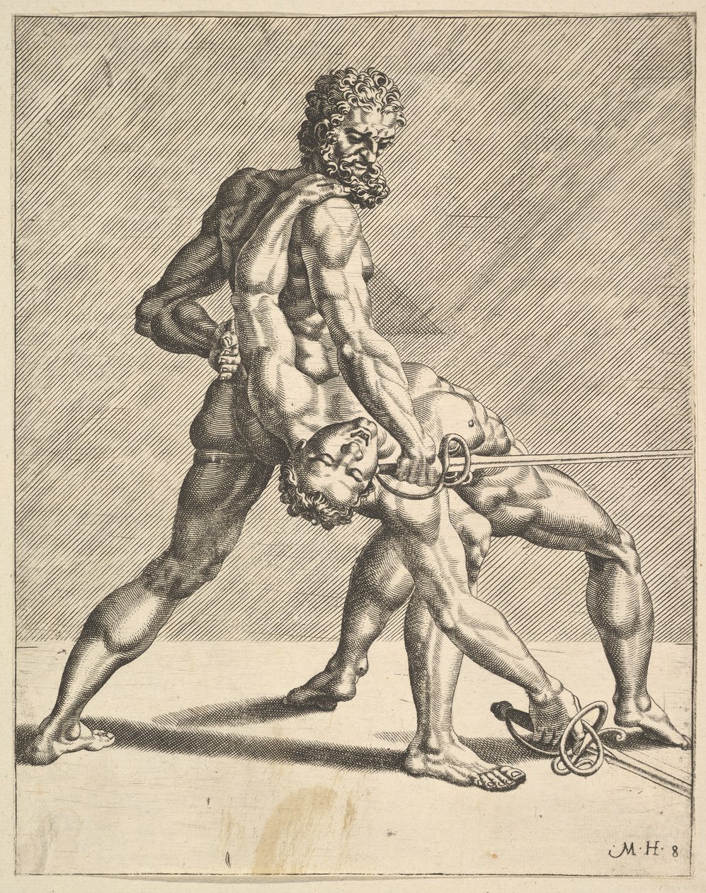 İki Eskrimci, Eskrimcilerden, levha 8, 1552 by Dirck Volkertsen Coornhert