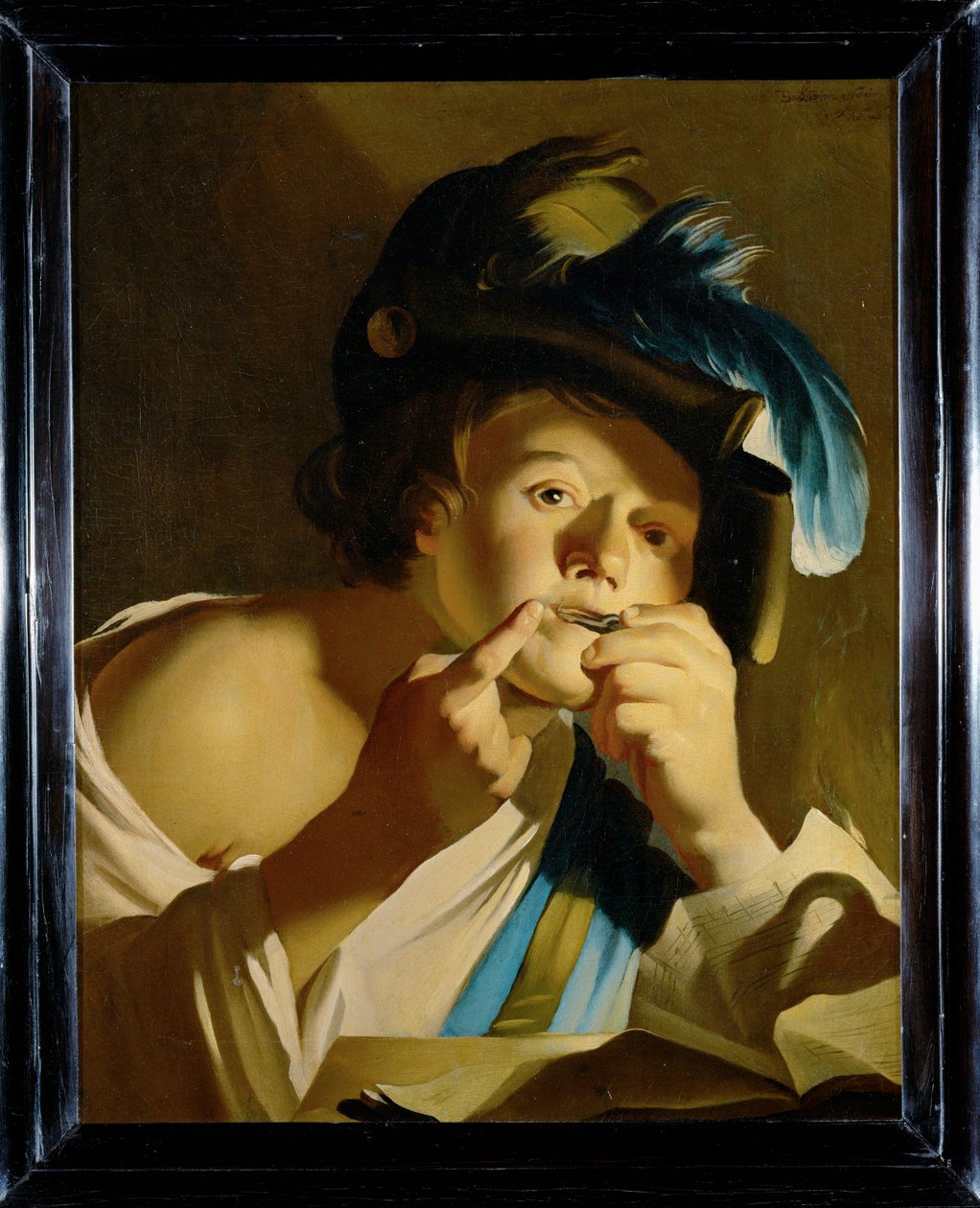 Yahudi arpı çalan çocuk (tuval üzerine resim) by Dirck van Baburen