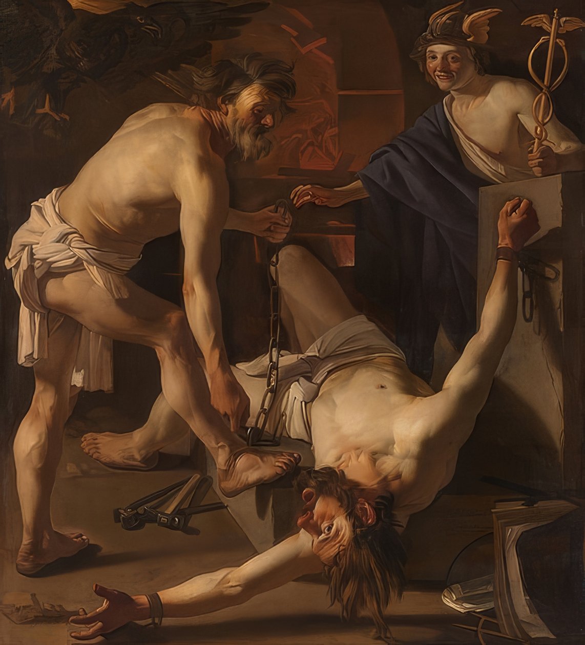 Vulcan tarafından zincirlenmiş Prometheus. 1623 by Dirck van Baburen