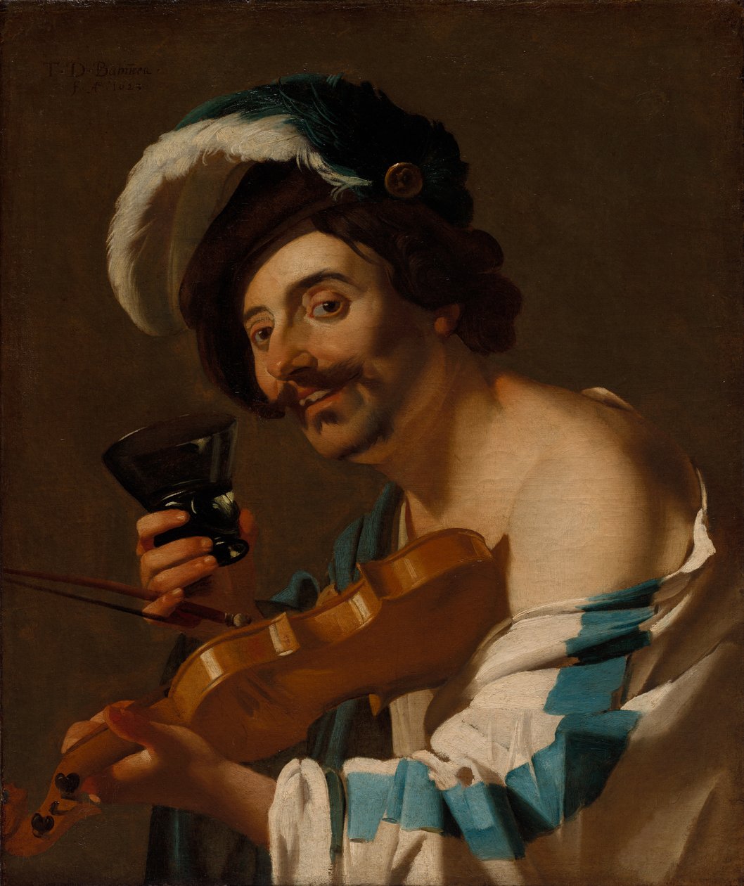Şarap Kadehi ile Kemancı, 1623. by Dirck van Baburen