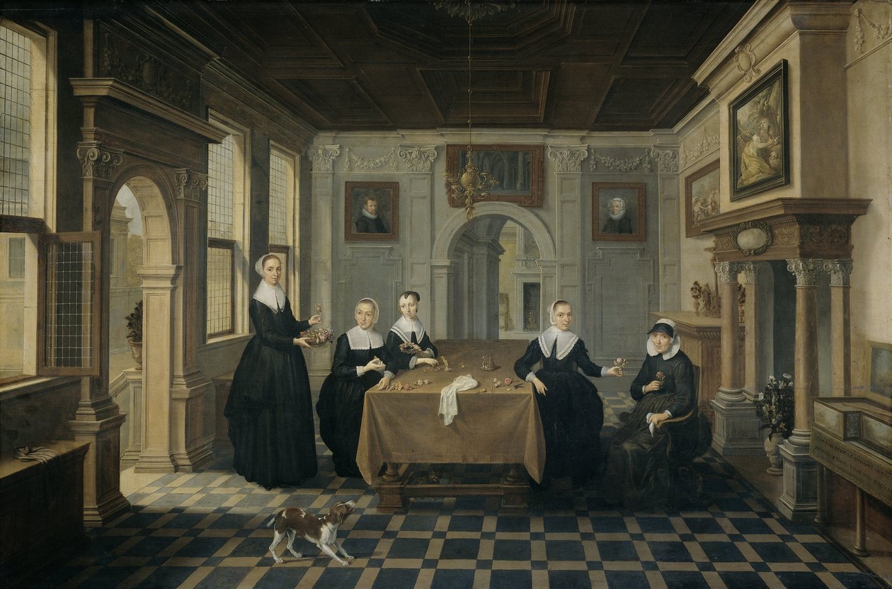 Bir İç Mekanda Beş Bayan by Dirck van Delen (attributed to)